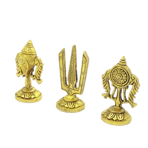 Sri Venkateshwara Swamy Symbol (Shankh, Chakra & Tilak) Made of Brass