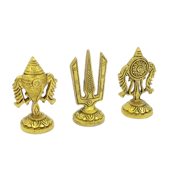 Sri Venkateshwara Swamy Symbol (Shankh, Chakra & Tilak) Made of Brass - Image 2