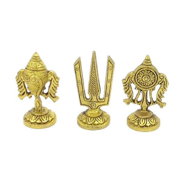 Sri Venkateshwara Swamy Symbol (Shankh, Chakra & Tilak) Made of Brass - Image 4