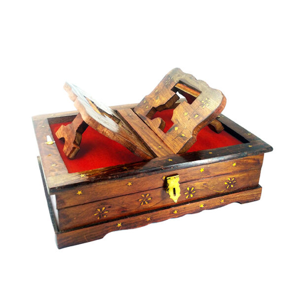 Wooden Rehal Box with Holy Book Stand