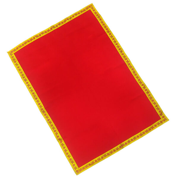 Red Velvet Aasan For Puja & Mandir - With Golden Gota Design