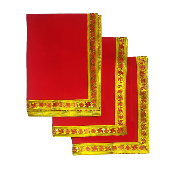 Red Velvet Aasan For Puja & Mandir - With Golden Gota Design - Image 2