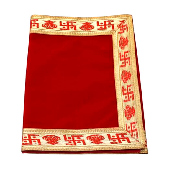 Red Velvet Aasan For Puja & Mandir - With Golden Gota Design - Image 2