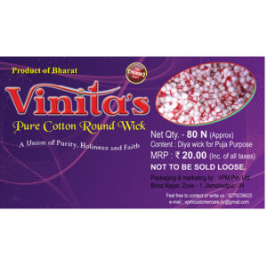 Vinita's Pure Cotton Round wick Medium