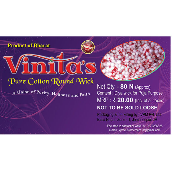 Vinita's Pure Cotton Round wick Medium
